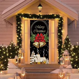 Elastic Room Door Decoration Set, Simple Installation Christmas Door Cover Banner, Happy Holidays Door Hanger for Home Indoor Outdoor Party Decorations Decorative Banner