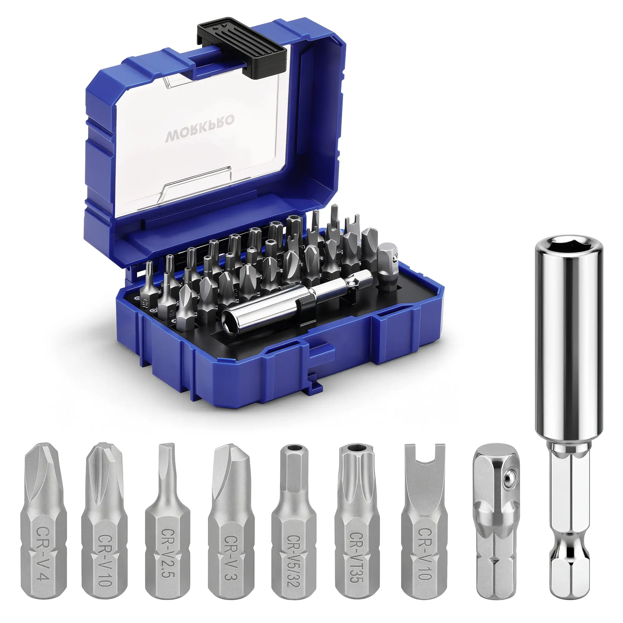 #summersale WORKPRO Security Bit Set, 32PACKS Tamper Proof Screwdriver Set with Magnetic Holder, 1/4" Adapter,Torx Hex Tri-Wing Spanner Bits, Stackable Repair Tool Kit for Electronics, Automotive & Appliance Repair