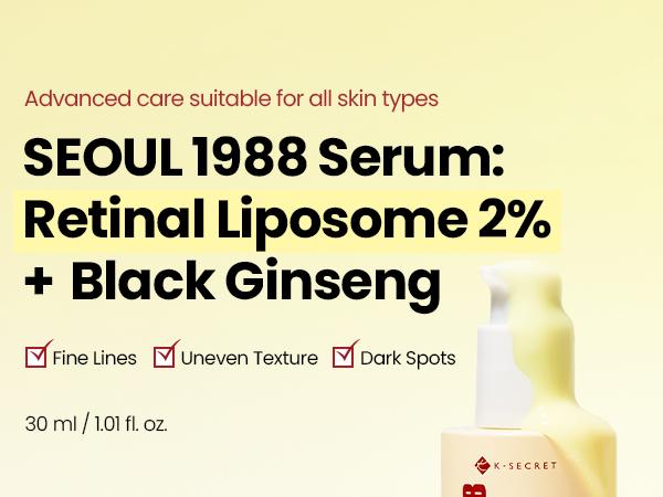 [KSECRET Official] SEOUL 1988 Retinal Advanced Trio | Complete Retinal Routine with 2% Serum + 4% Eye Cream + 12% Shot | Intensive Wrinkle Care, Pore Minimizing & Skin Renewal