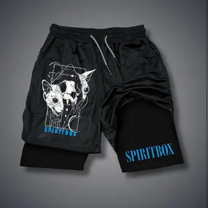 Unisex Spiritbox Band Sports Shorts – Double-Layer Athletic Shorts with Elastic Waistband, Comfortable Summer Streetwear - For Loose Fit, Choose One Size Up