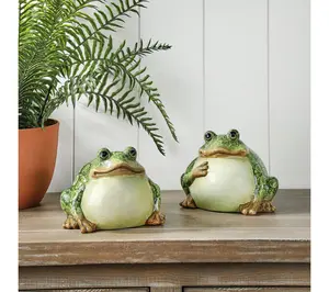 6.5" Terracotta Sitting Bull Frog Set of 2 By Valerie