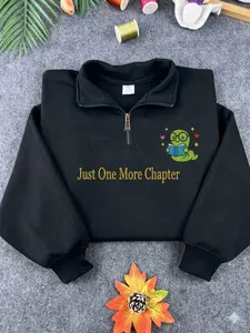 Embroidered Turtle Reading Sweatshirt  | Cozy Book Lover Gift