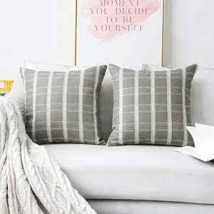 Beige Linen Throw Pillow Covers 18x18 Decorative Pillow Covers for Couch Sofa Bench, Set of 2, 18x18, Beige