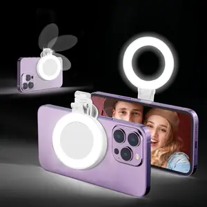 360° LED Ring Light with Mirror & Phone Holder ，3-in-1 Rechargeable Makeup Light for Live Streaming, Video Calls, Selfie (Portable, 3 Color Temperatures, Foldable) Compatible with iPhone 17