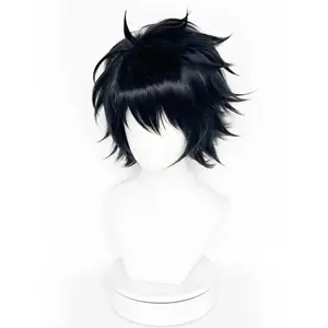 NEW Death Note L Lawliet Al Rolette cos Wig Black Anti-upturned Anime Short Hair Comic Reality Show synthetic Wig