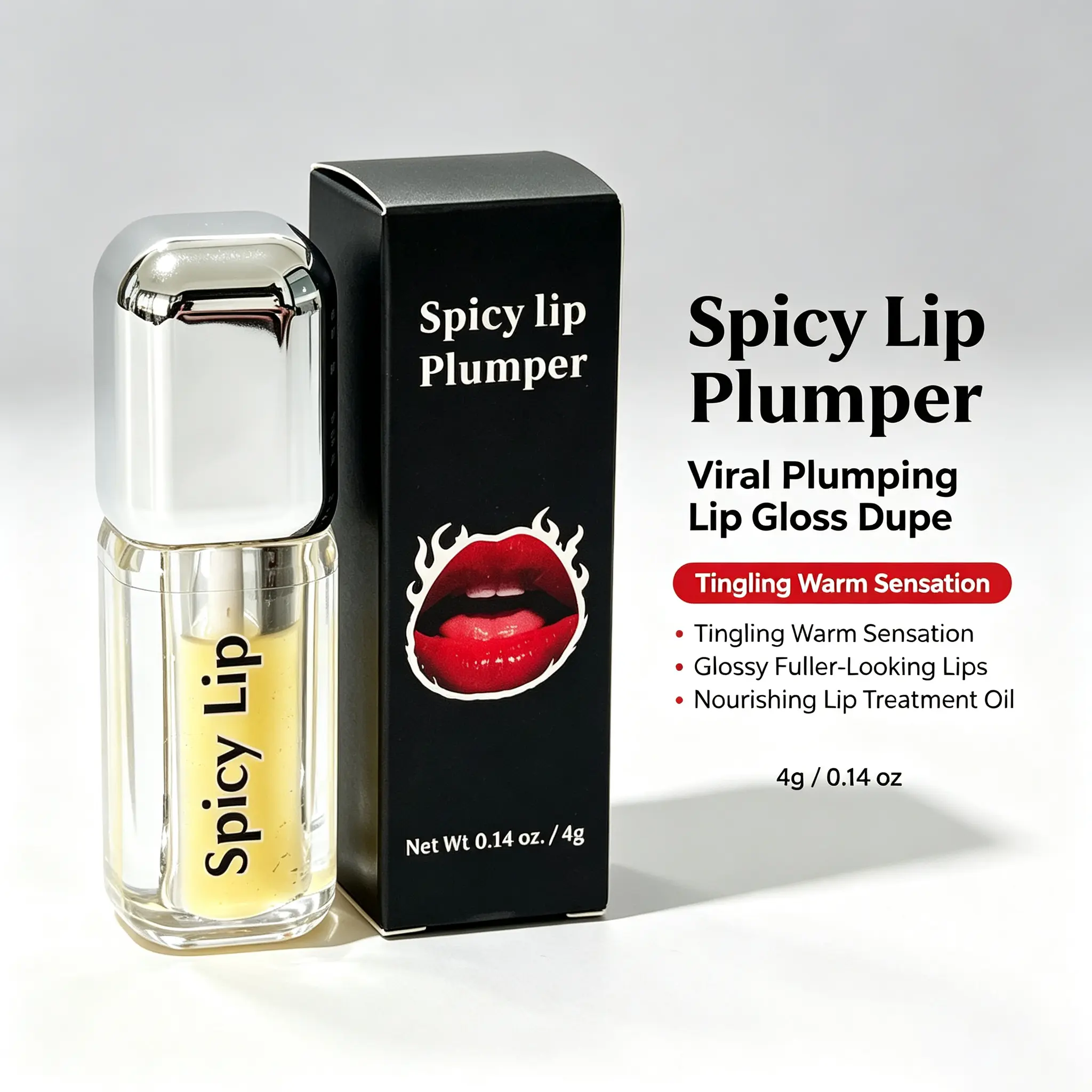 Spicy Lip Plumper | Dupe for Viral Plumping Lip Gloss, Tingling Warm Sensation Lip Treatment Oil 4g