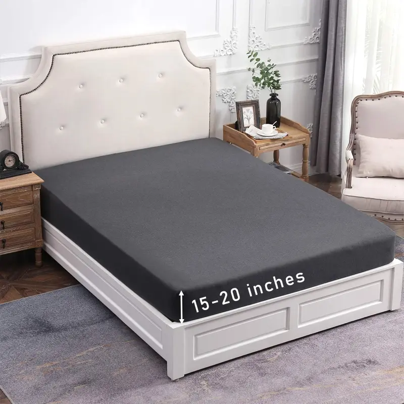 100% Cotton Jersey Knit Plain Fitted Bottom Sheet Only (No Flat Sheet or Shams) - Multi-Size, Deep Pocket (15-20 in), Ultra Soft, Comfy, Breathable, All-Around Elastic