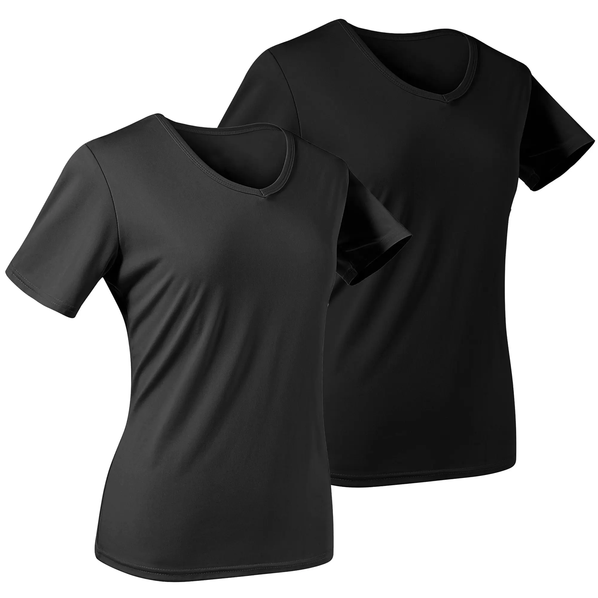 Womens Basic V Neck T Shirts For Gym Workout Yoga Comfort Summer Short Sleeve Casual Activewear Tee Shirts 2-Pack