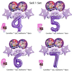 Exorcist Girl Team Birthday Candles and Balloons, Digital Festival Cake Party Candles and Balloons, Cake Decoration, Festival Celebration, Best Festival Supplies, Charm of Anime Character Design, Children's 4th/5th/6th/7th Anniversary Decoration
