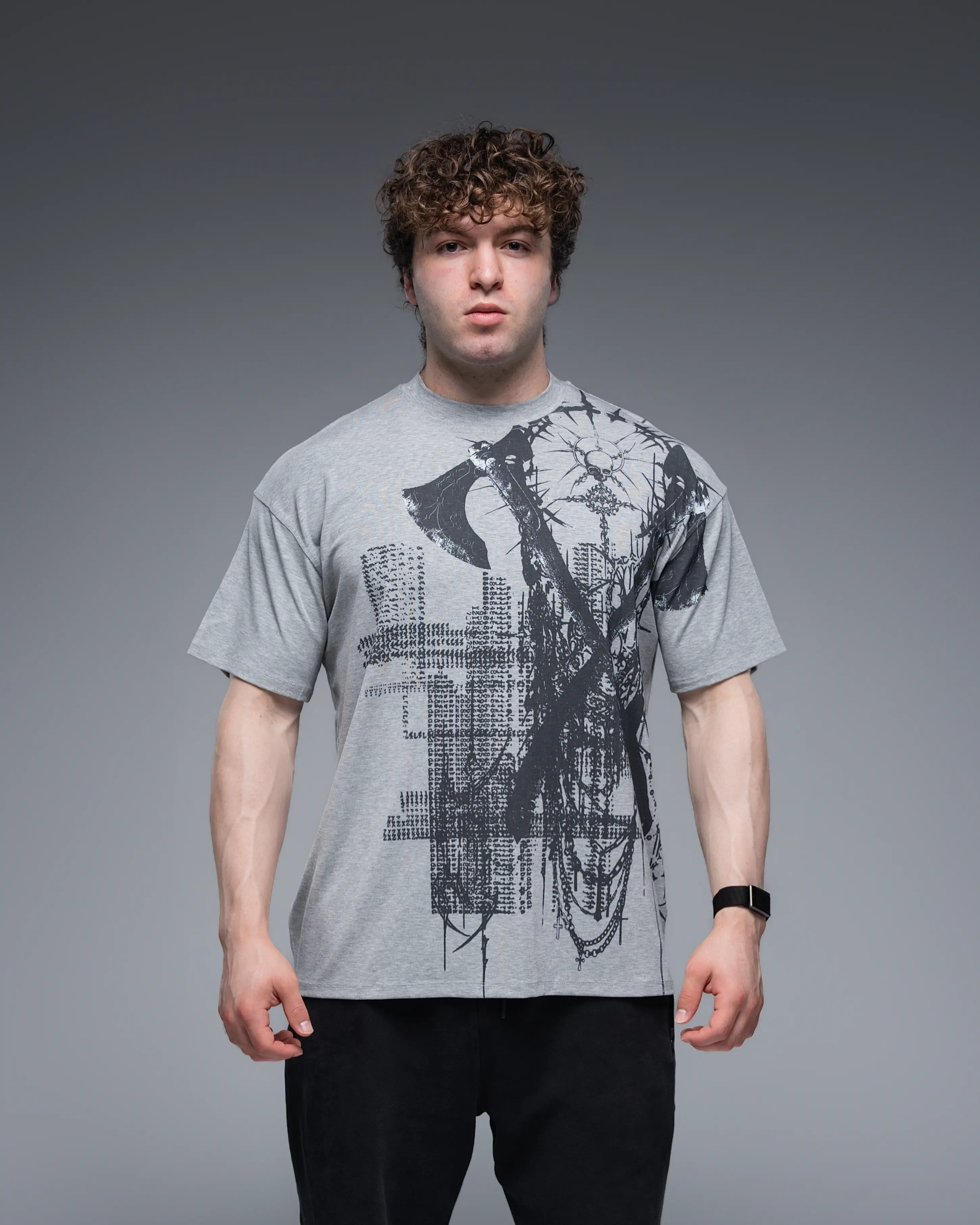 EKKO Graphic Bamboo Rayon Oversized T-Shirt Streetwear