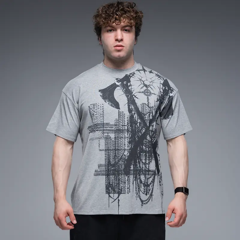 EKKO Graphic Bamboo Rayon Oversized T-Shirt Streetwear