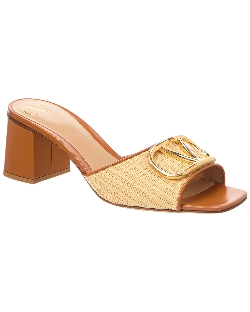 Valentino VLogo Signature 60 Raffia & Leather Sandal