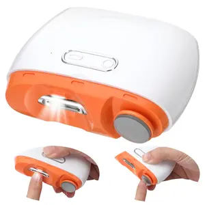 Automatic Electric Nail Clipper Laelr 2 in1 Fingernail Cutter and Polisher with LED Light 2 Speeds & Nail Scraps Storage Rechargeable Safety Fingernail Trimmer for Baby Kids Adults Elderly Nail Care electric footfile