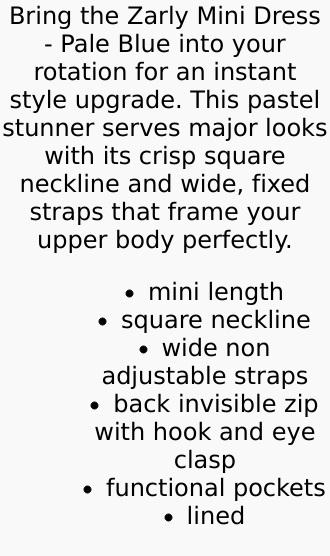 Zarly Mini Dress - Pale Blue