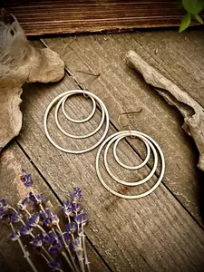 Brushed Gold Triple Hoop Earrings