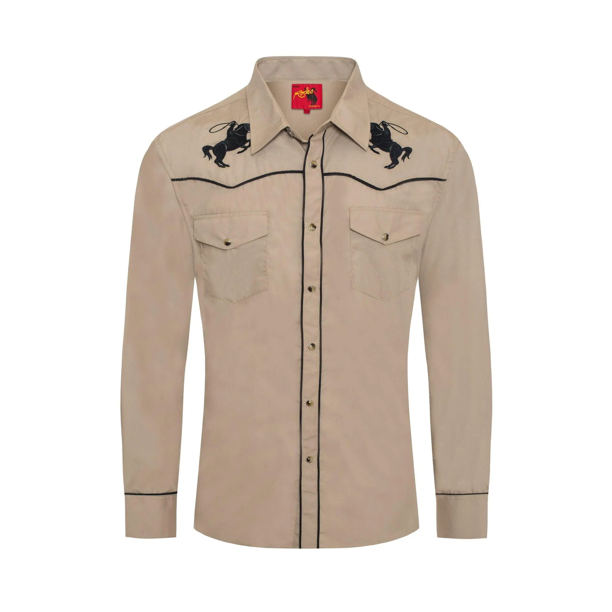 Men's Poly/Cotton L/S Horse Embroidery Western Shirts-PS560L-506