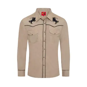 Men's Poly/Cotton L/S Horse Embroidery Western Shirts-PS560L-506