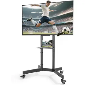 Upgraded Rolling TV Stand for 32-86 Inch TVs up to 200 lbs, Heavy Duty Mobile TV Cart with Laptop Shelf, Height Adjustable Portable TV Stand with Lockable Wheels, Max VESA 600x400mm