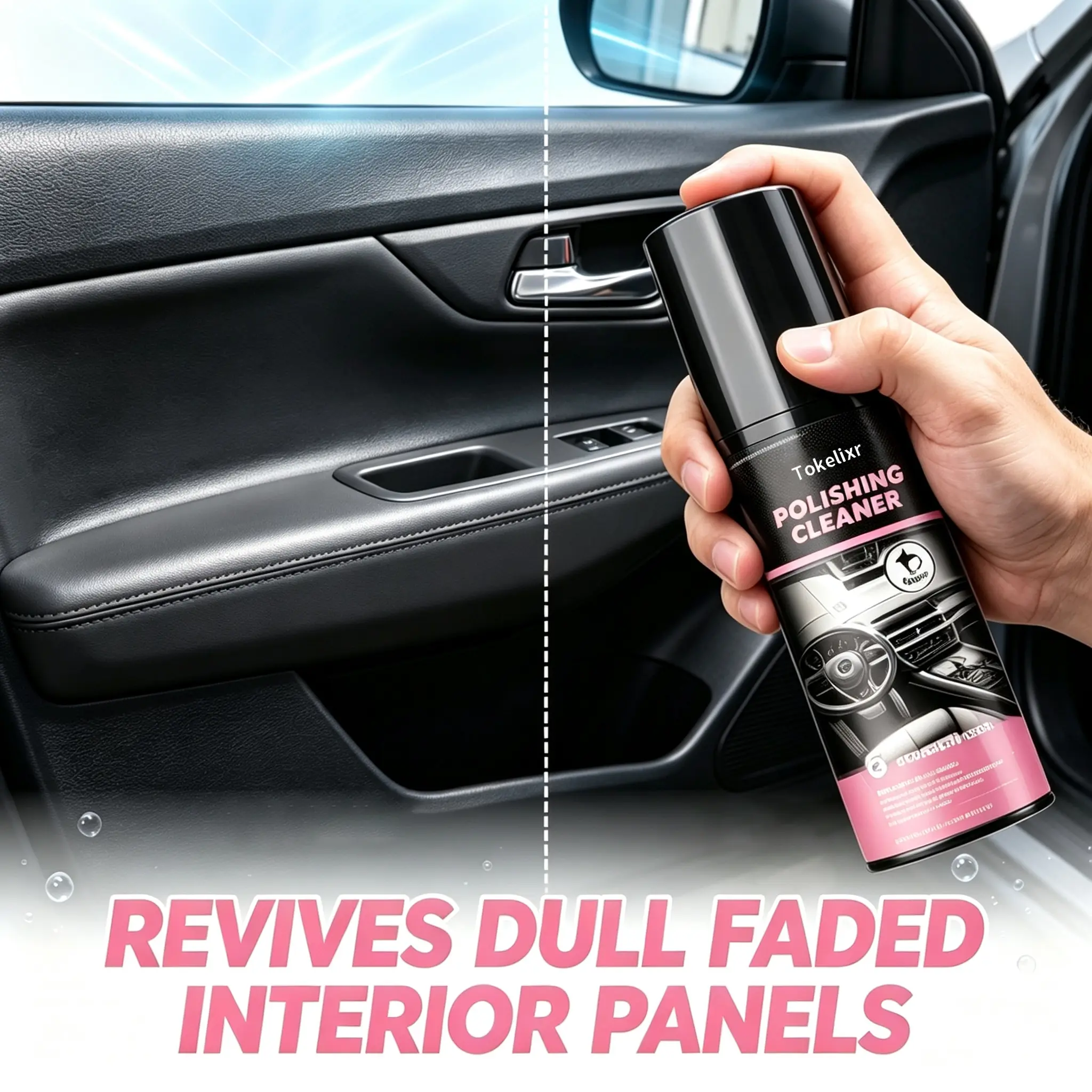 100ml Car Interior Liquid Cleaner & Stain Remover Spray Bottle - Mild, Gentle Gloss Dressing for Plastic/Leather, Dashboard, Rubber Trim - Interior Detailing Products, Car Detailing Chemicals Multi-Surface Cabin Solution, Surface Cleaner