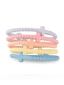 5pcs Cute Random Color Hand Strap, Thin Cross Silicone Bracelet Set, New Fashion Bracelets, Stackable Bracelets, Stacking Bracelet, Accessories Gifts, Women & Men Jewelry