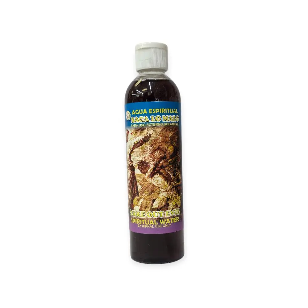 Saca Lo Malo Spiritual Cleansing Water, 16 oz Scented Liquid for Negative Energy Removal, Spirit Protection, Rituals, and Prayers, Blockages, Household, Herbs, Floral, Great For Cleansing Baths
