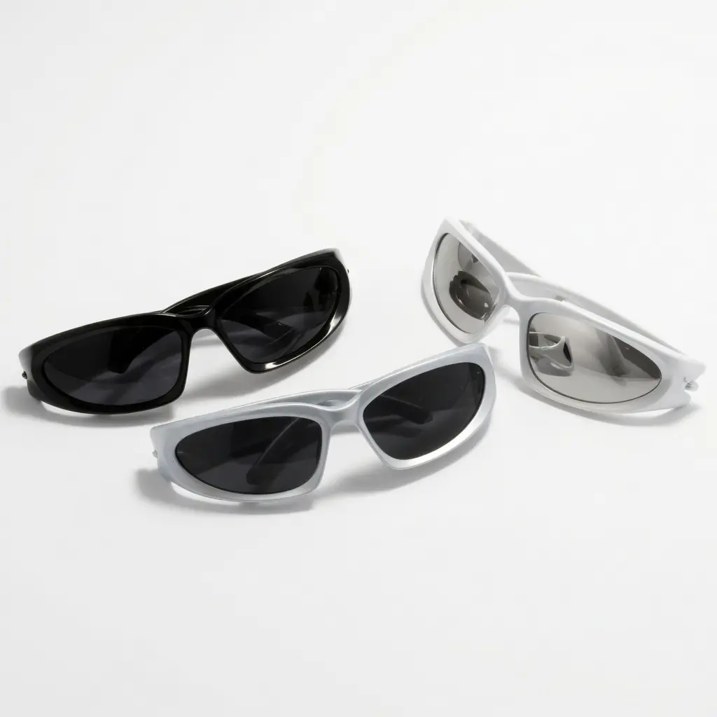 Y2K Wrap Around Sunglasses for Men Women 3PCS Set UV Protection Futuristic Fashion Eyewear