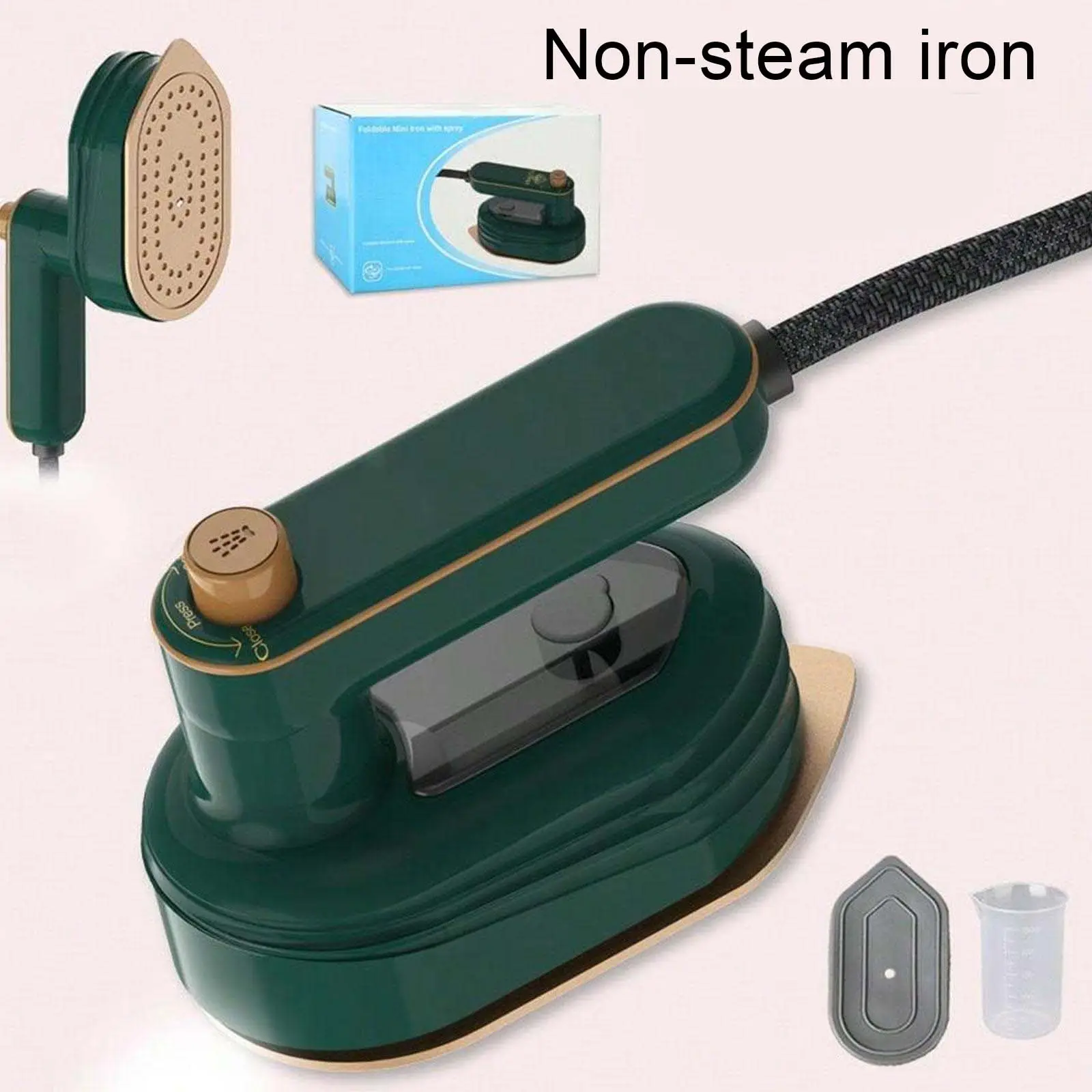 1 180° rotatable handheld mini electric iron (not a steam iron, with an American specification plug), heats up quickly, is lightweight and portable, s