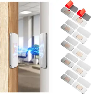 Heavy-Duty Magnetic Cabinet Latch (8-Pack/12-Pack), No-Screw Adhesive, Ultra Thin Cabinet Door Magnets, Adhesive Drawer Magnets to Stay Closed, Stainless Steel Cabinet Latch Easy to Install with Double Sided Tape, Thickness 0.08in