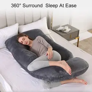 Memory Foam Crystal Velvet Adjustable Foldable Pillow Pregnancy Comfortable Pregnant Pillow Pregnant J Shape Pillow