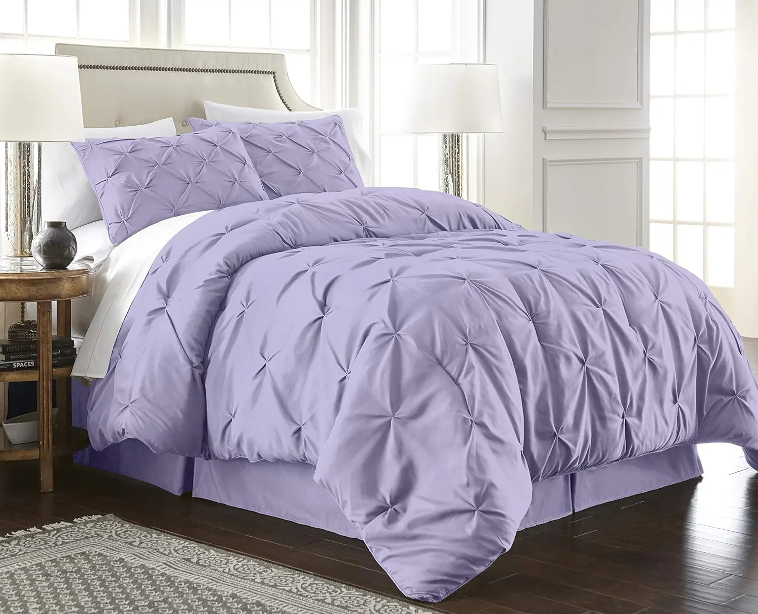 Berlin Lavender Pinch Pleat King Comforter et, -Piece (Comforter and Pillow hams) - oft Pintuck, Lightweight All eason Microfiber Bedding
