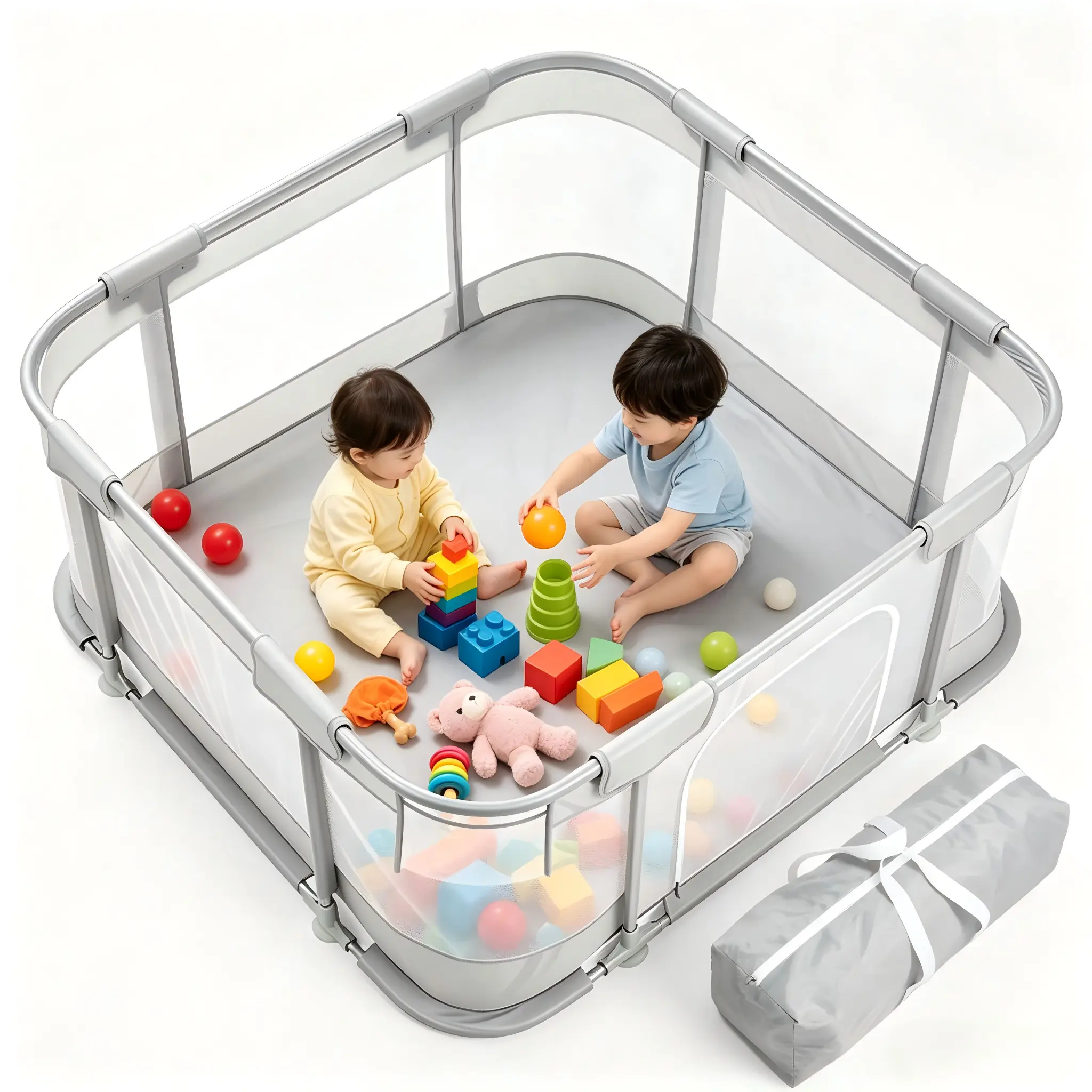 Desque Baby Playpen 47*47, 47*71 Inch with Carry Bag Portable Play Pen for Babies & Toddlers Indoor Outdoor Durable Oxford