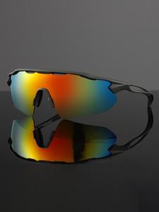 unisex simple style plain sports sunglasses, 1 pair windproof anti-sand sports sunglasses, non-slip sports eyewear for outdoor cycling driving fishing, motorcycle goggles