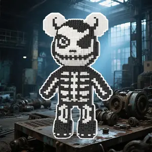 Halloween Skull Lucky Bear Puzzle Blocks, Creative Decoration, Party Decor, DIY Crafts, Lightweight Statue, Home Designer Gift