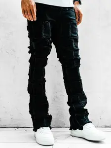 95denim Nala Black Stacked Jeans - Flared Jeans For Men Cotton Menswear Stretch Streetwear（gift）