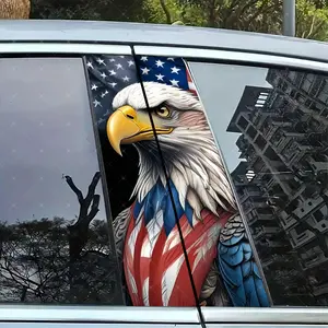 2pc American Eagle Car B Pillar Protection Sticker, Easy Peel & Stick, Sunproof Waterproof Scratch Resistant, Fits All Vehicles, Vehicle Exterior Decoration