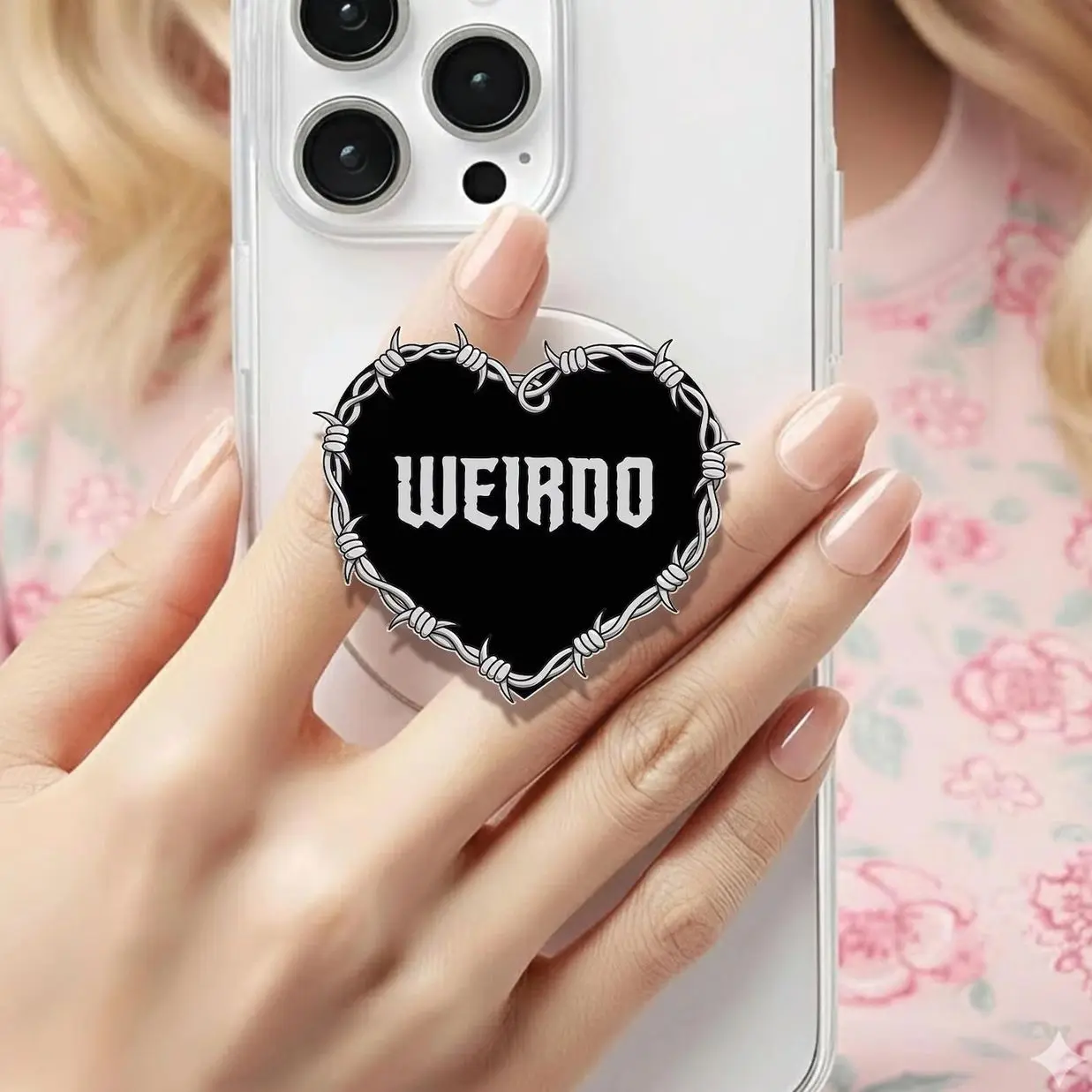 Weirdo Barbed Wire Heart Holographic MagSafe grip |Kindle Decoration |Phone Holder |Kobo Grips | Book Lover Gifts |Gift for her