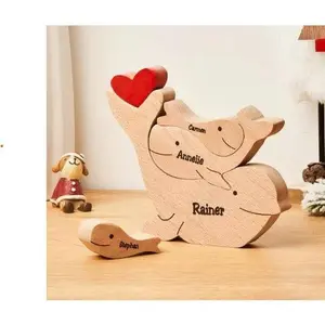 Personalized Wooden Whale Family Puzzle  - Home Decor