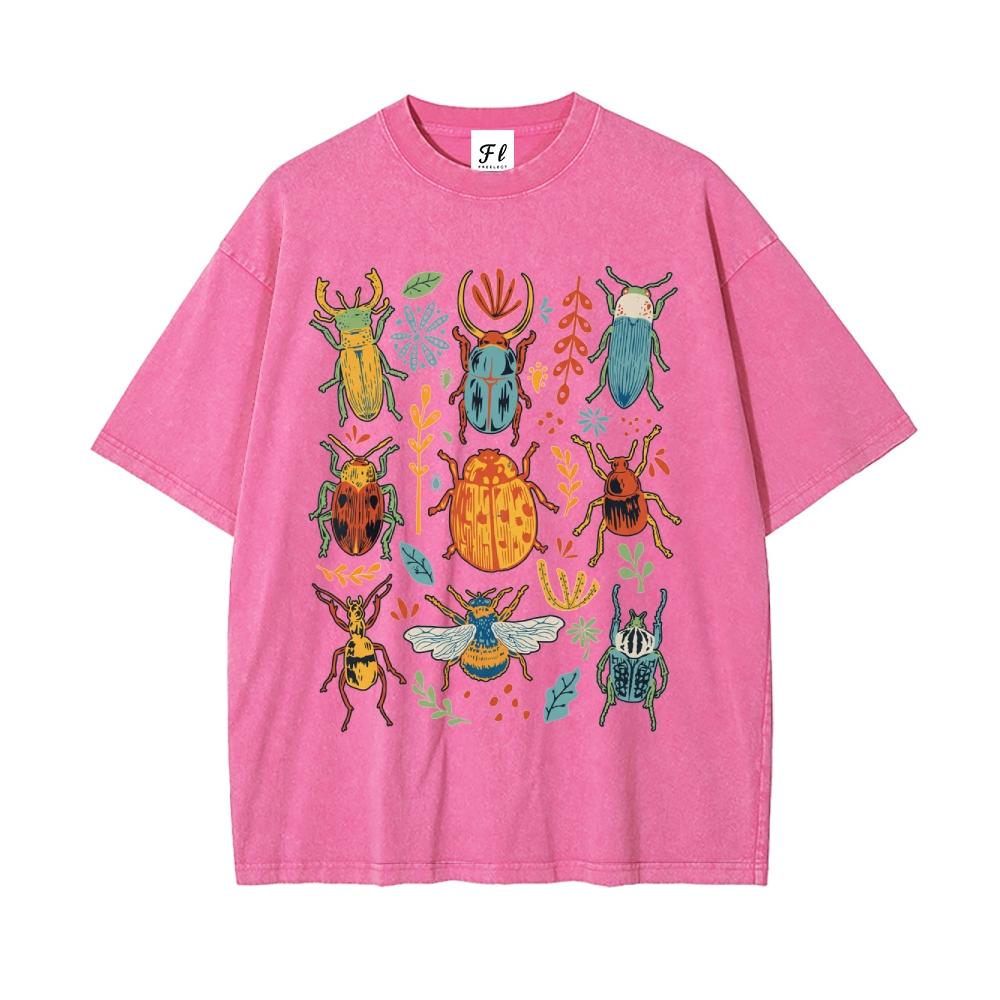 Vintage Acid Wash Bug Insect Graphic Tee Goblincore Aesthetic Shirt