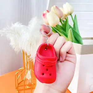 Cute Cartoon Shoe Design Keychain, Cute Shoe Key Chain, Mini Hole Slipper Phone Charm, Mini Car Key Pendant, Phone Accessories For Phone Decoration, Gift