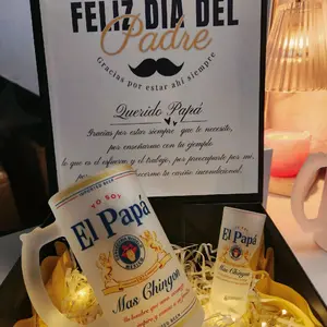 El Papa Brand Regalo a papá Frosted Beer Glass 16oz with Shot Glass 3oz in Elegant Box for Father's Day Drinkware Set