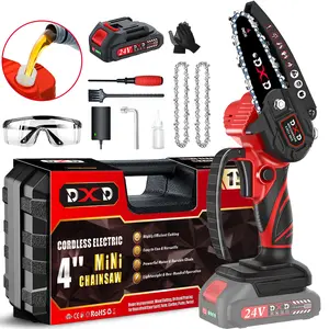 Mini Chainsaw, 4-inch and 6-inch Electric Cordless Chain SawPortable handheld small chain saw for cutting wood, trimming trees, yard, home and garden (includes battery and chain)