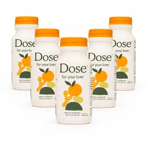 Dose Daily Liver Support Shot 2 fl oz 5 Pack Natural Milk Thistle Turmeric Detox Cleanse Drink for Healthy Liver Function Digestion Immune Support Organic Herbal Wellness Supplement USA Made Bundle
