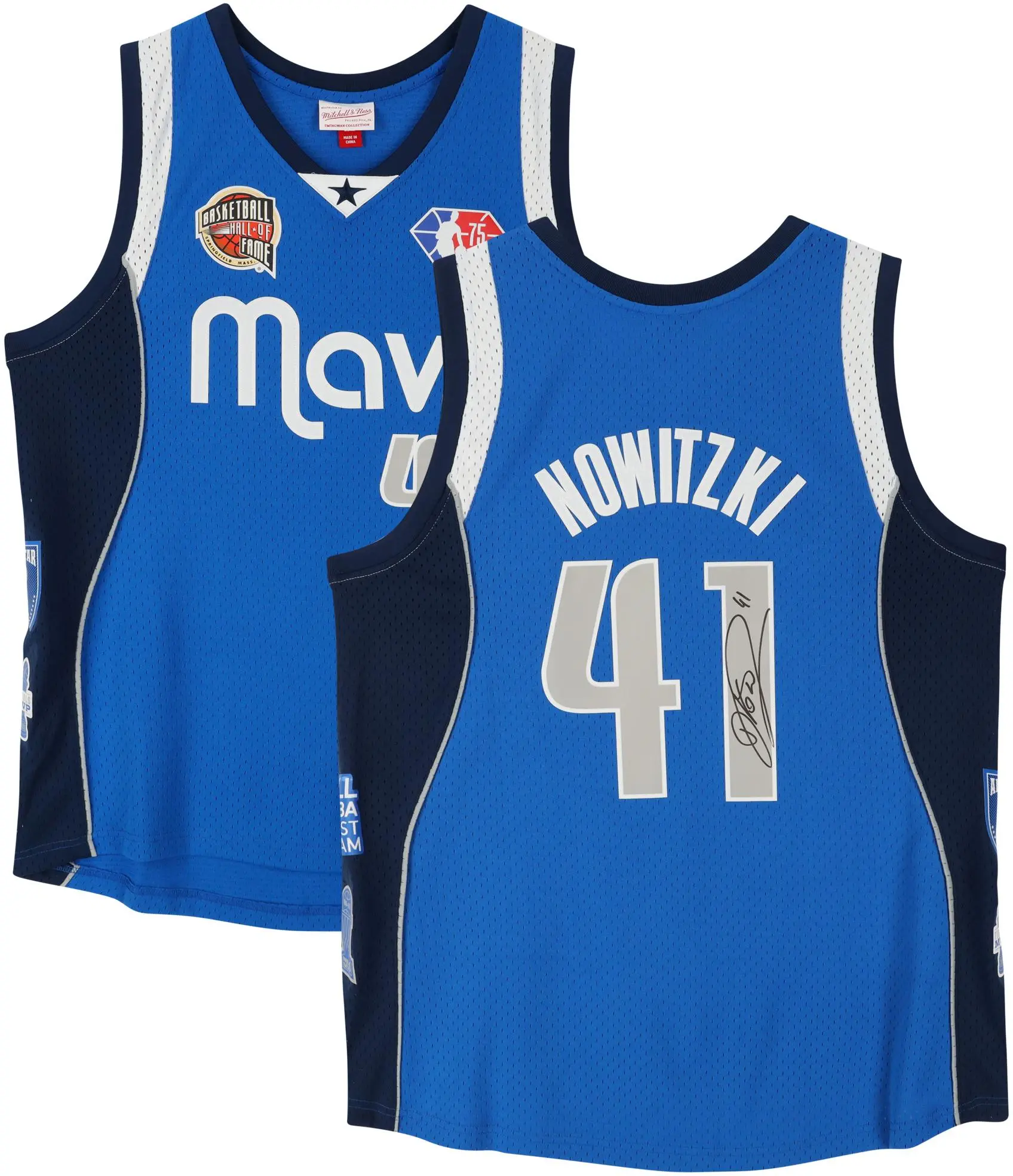 Dirk Nowitzki Dallas Mavericks Autographed Royal Blue Mitchell & Ness Hall of Fame Swingman Jersey - Fanatics Authentic Certified