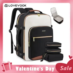 【Valentine's Day Gift】LOVEVOOK Colorblock Carry-On Travel Backpack with 3 Packing Cubes and Laptop Compartment - Personal Item, TSA-Friendly, Airline Approved Travel Bag for Hiking, Overnight, Weekend,TikTokShopJumpstartSale