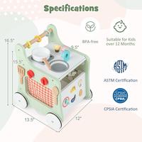 Green Play Kitchen w/ Movable Slider&Storage Space