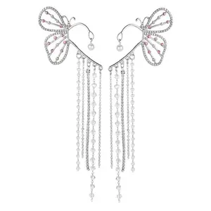 ENCHANTED Butterfly Tassel Drop Cuff Earrings