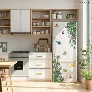 A new 30*90cm creative wall sticker with flower clusters and grass patches and butterflies, wall sticker, for beautifying festival home decor, suitable for living rooms, bedrooms, corridors, and kitchen background walls, self-adhesive, M20418-KR