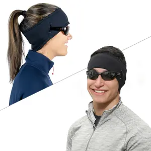 TrailHeads Running Headband with Sunglasses Slots for Men and Women for Winter Sports, Workouts - Black