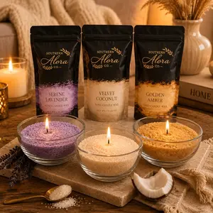 Southern Alora Reusable Candle Sand – Luxury Pourable Candle Wax with 10 Cotton Wicks