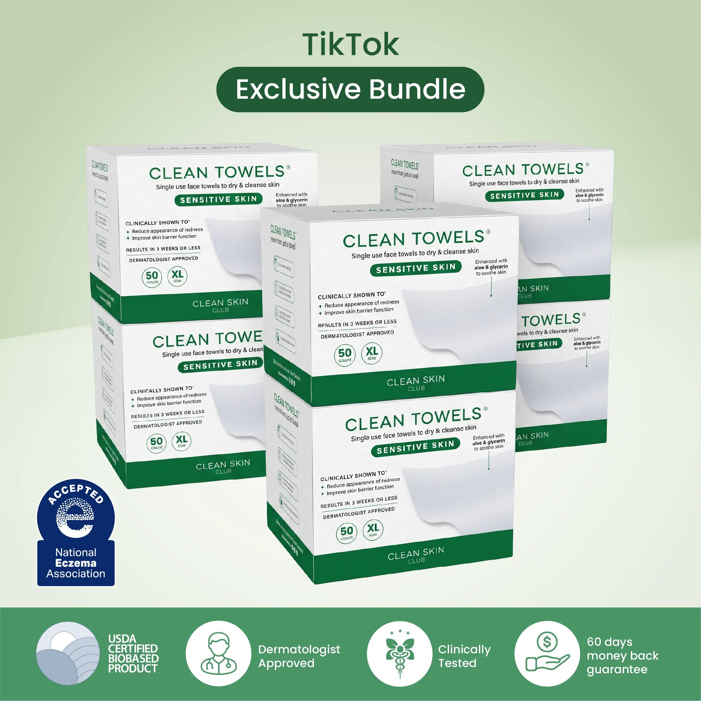 Sensitive Skin Clean Towels XL 6 packs of 50ct - 300 count Sensitive Skin Clean Towels XL 6 packs of 50ct - 300 count